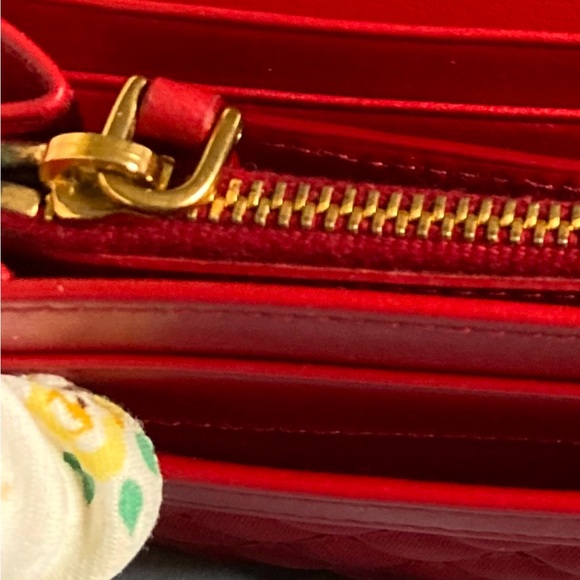 Prada Red Quilted Long Wallet with Attached ID Card Holder - Picture 15 of 16